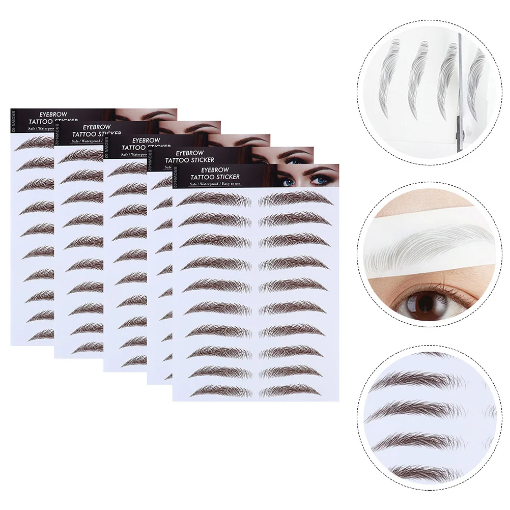 

5 шт., наклейки для татуировок для бровей, реалистичные 6D имитация переноса бровей, инструмент для макияжа для редких бровей, решение без вреда