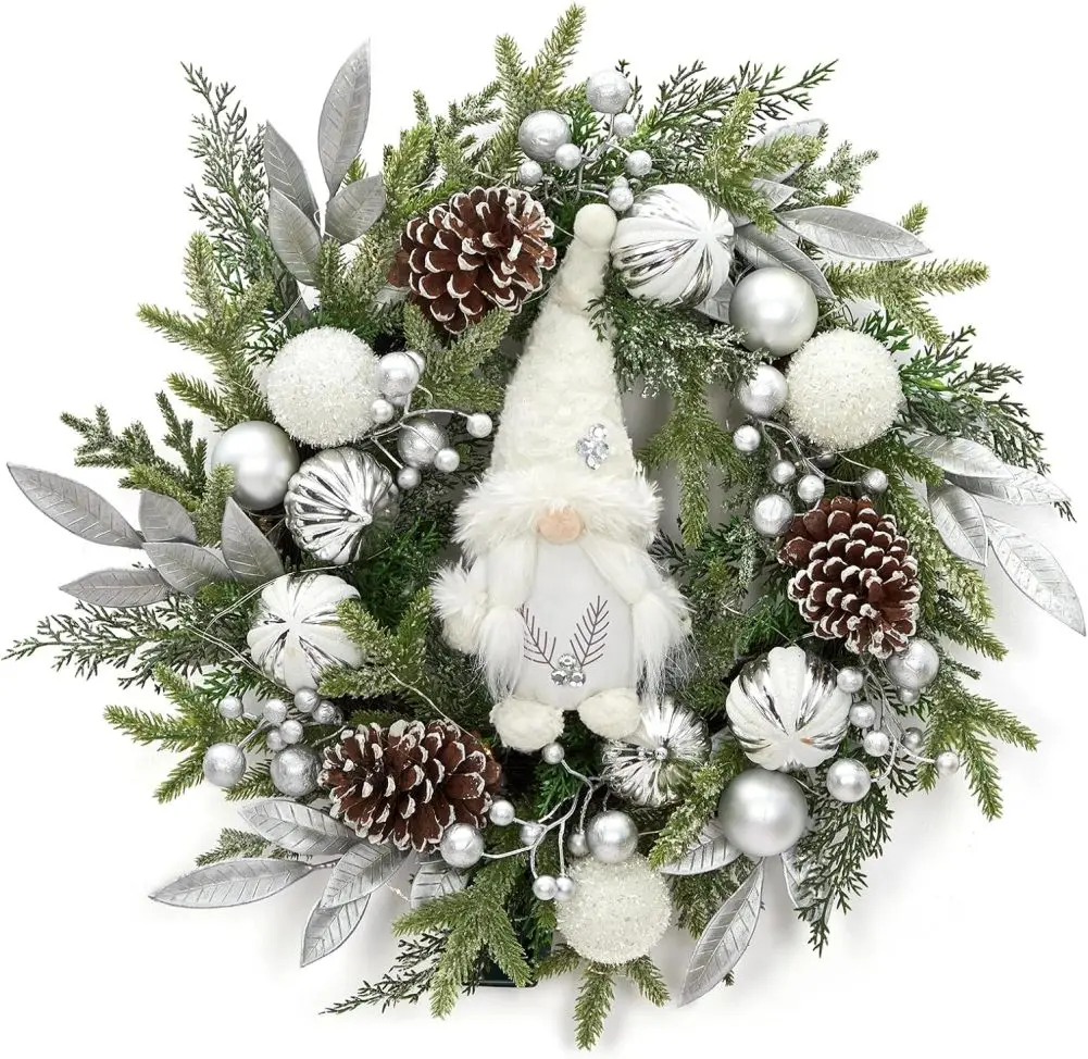 Pre-lit Christmas Wreath for Front Door, 22