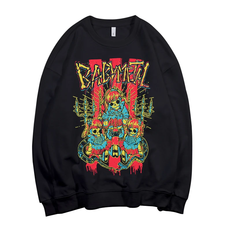 

Japanese Rock Style BABYMETAL Heavy Mental Sweatshirts Pullovers Men/women Long Sleeve Hoodies Harajuku Kawaii Streetwear Clothe