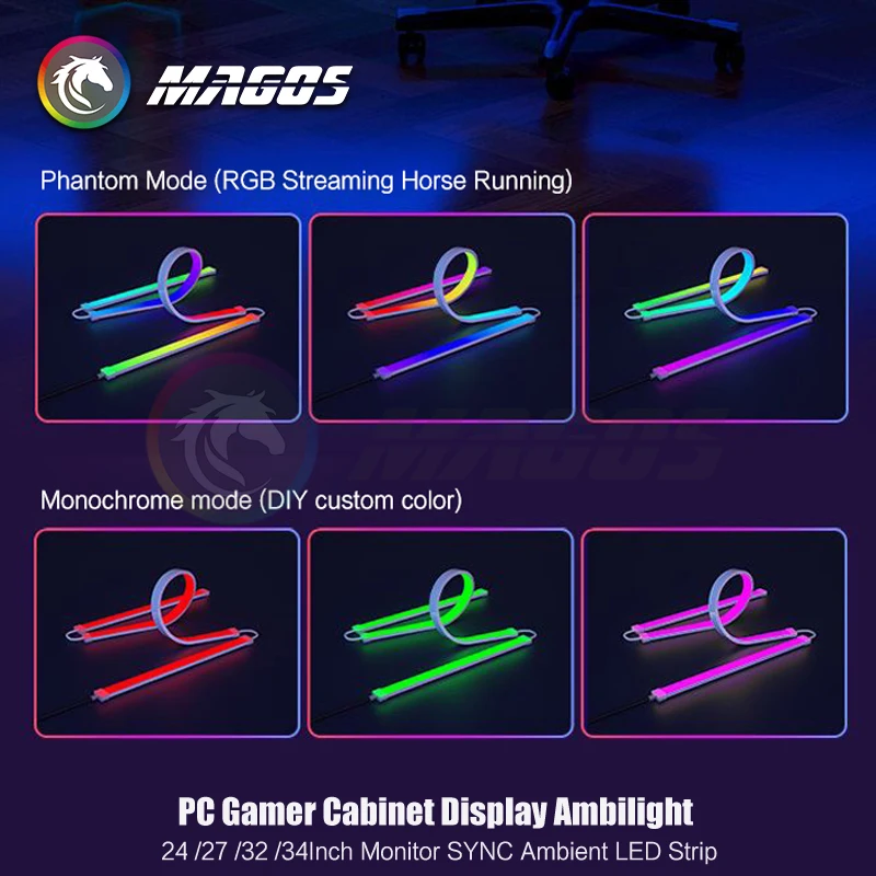 Skydimo Monitor Ambilight Lights PC E-Sport Gamer Ambient RGB Strip, komputer stacjonarny Wyświetlacz AURA LED 5V USB Sterowanie oprogramowaniem