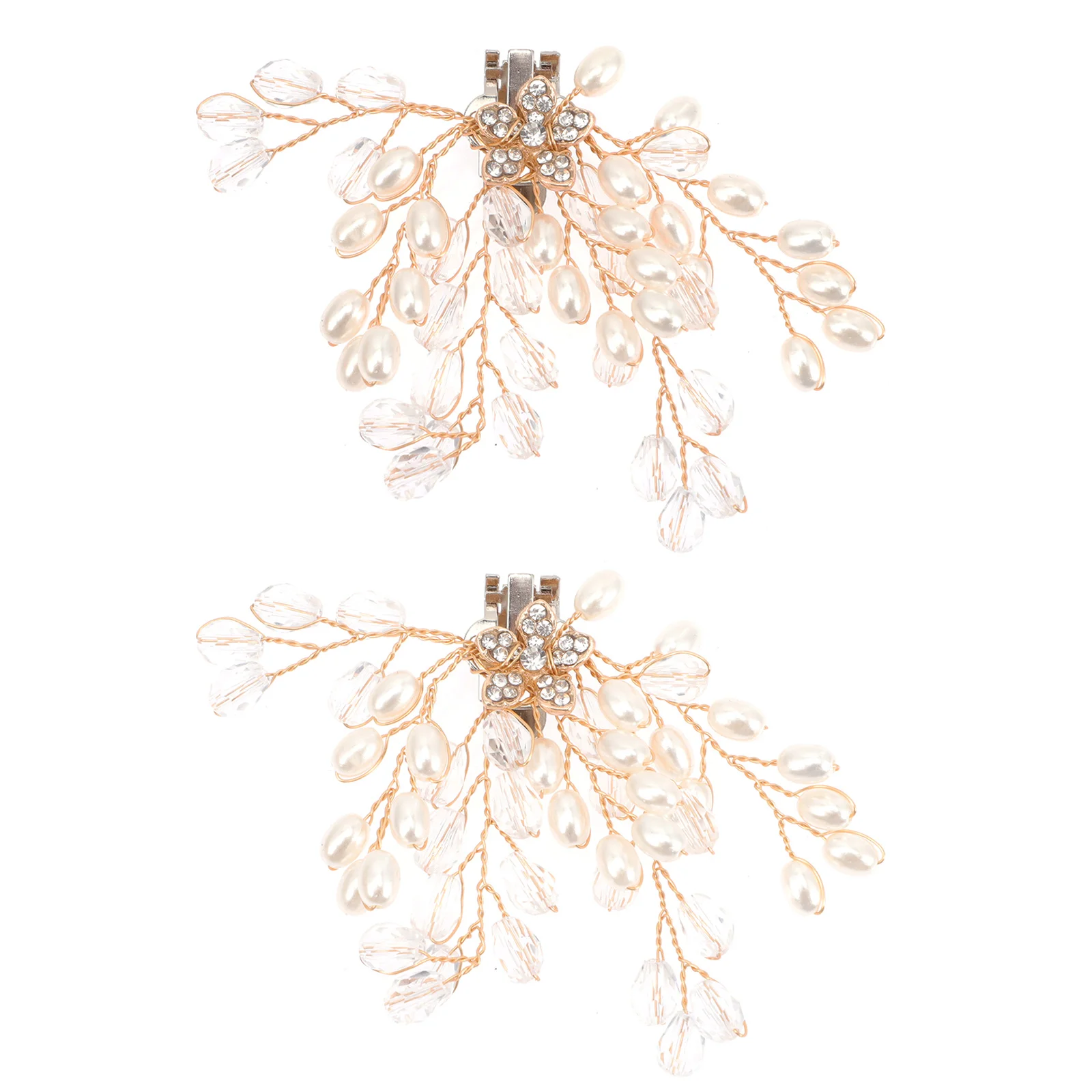 

2Pcs Wedding Dress Decor Rhinestone Shoe Clips for Bride Crystal Pearls Decorative Charms Versatile Flower Accessories