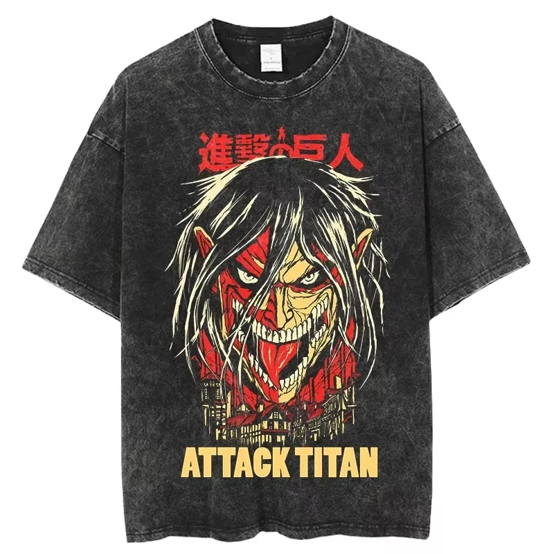 Fashion Streetwear Anime Graphic Print Washed New Arrival Mens Clothes Tee Shirt Homme Graphic T-Shirts Men Tshirt for Men