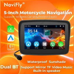 NaviFly 5Inch Motorcycle Carplay Portable Display Screen Touchable Waterproof Monitor Wireless Carplay Android Auto