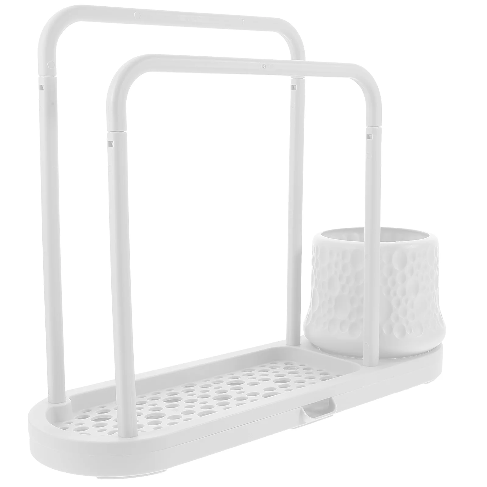 

No Drilling Dish Cloth Holder Multi-Use Plastic Sponge Rack for Kitchen Bathroom Drying Storage Stand Towels Brushes Rag
