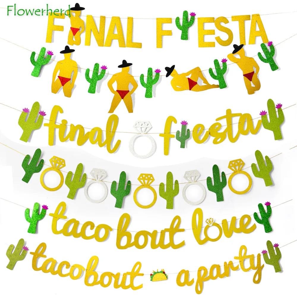 Cactus Final Fiesta Banner Bachelor Girl Mexico Theme Party Banner Festival Decoration Mexican Decor Decoraciones Para Fiestas