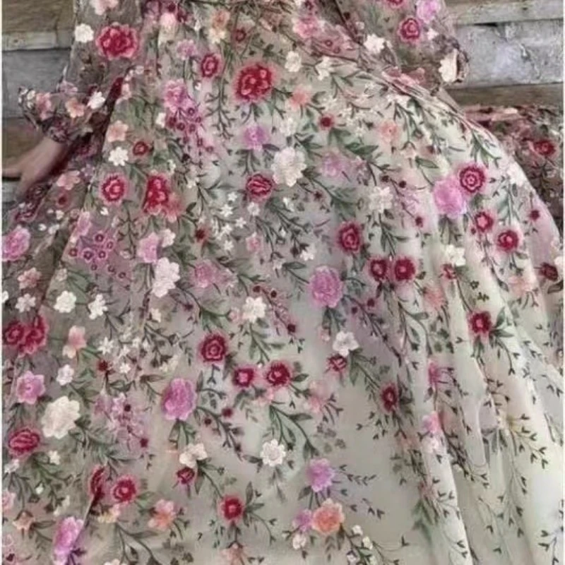 

1/3/5 ярдов, семь цветов, вышитая ткань высокой плотности для шитья платья своими руками, модный стиль, аксессуары для одежды