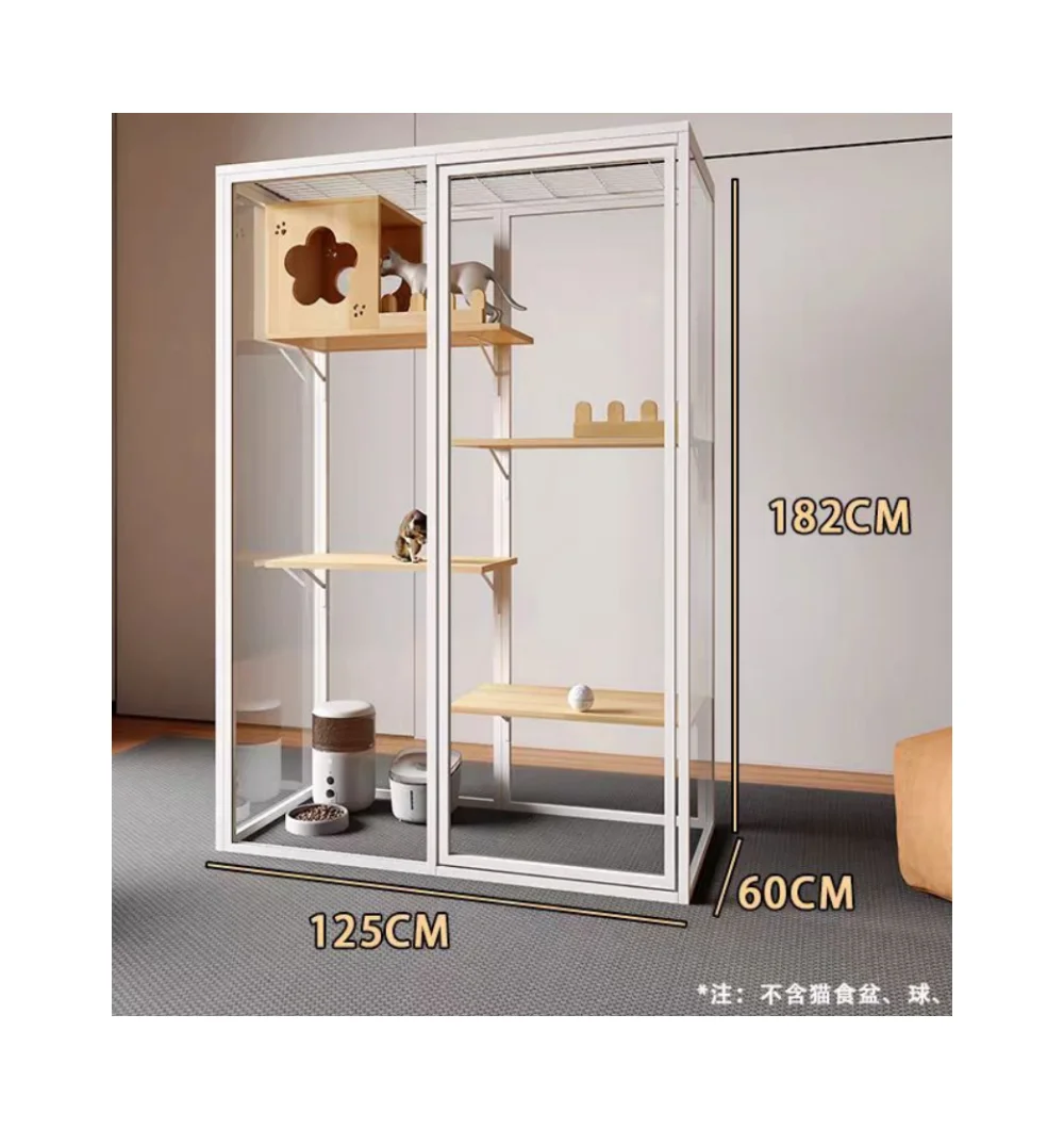 

Professional Cat House Custom Panoramic Large Cat Cabinet Luxury 126*60*183cm Aluminum Profiles Space Room For Cats