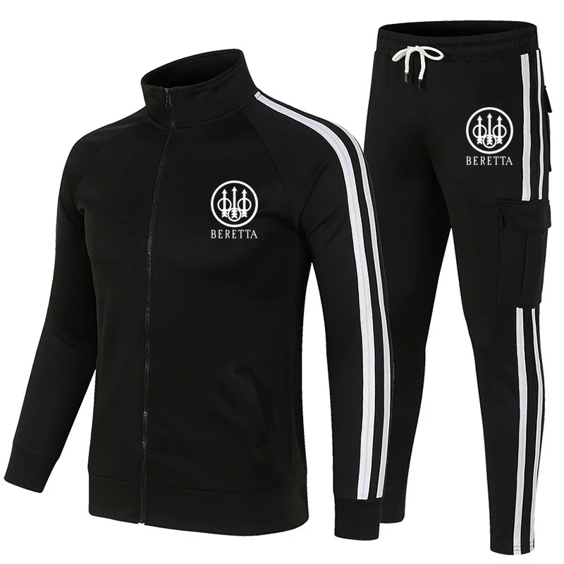 2024 Stripe Sports Casual Oversized Trendy Men\'s Car Logo Hoodie And Pants Printed Set