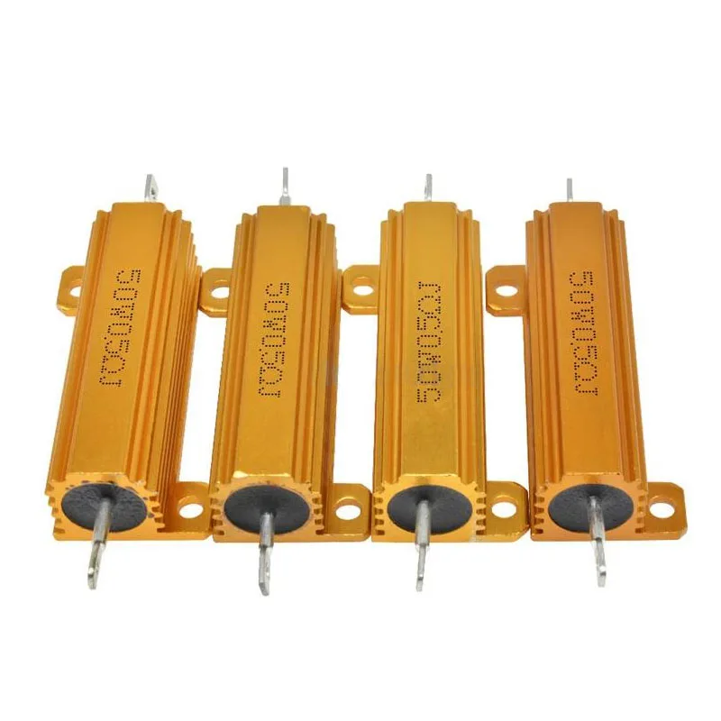 Rx24 50w resistor de fio enrolado de metal de alumínio 3.3 4 4.7 5 6 7 8 9 10 12 15 18 20 22 25 30 33 40 47 50 51 60 R Ohm