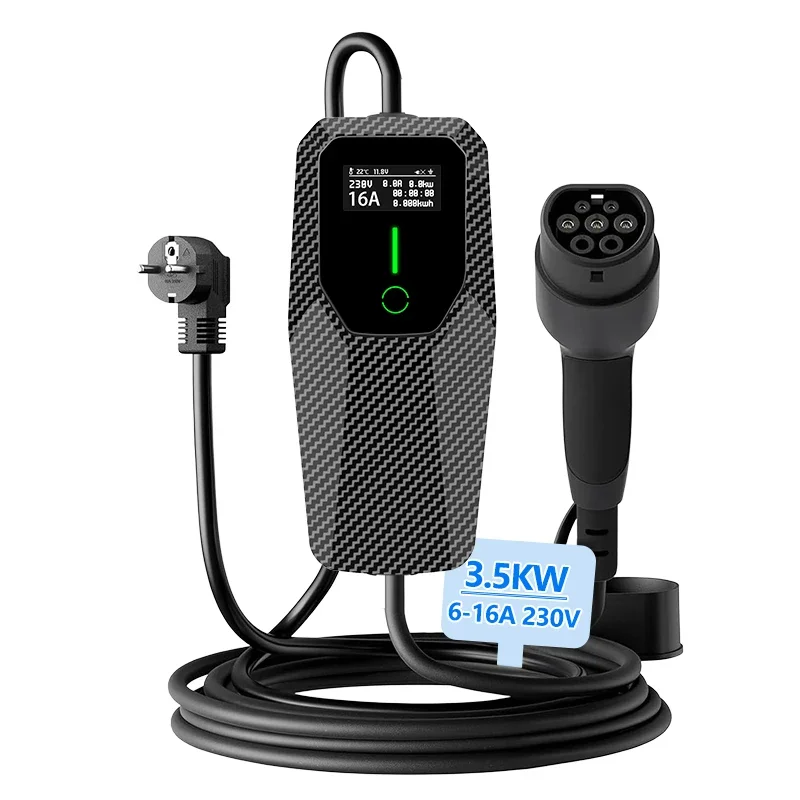 Junsun EV-Ladegerät Typ 2 Elektrofahrzeug-Ladekabel 32A 16A CEE Rot 22KW 11KW CEE Blau 7,4KW Schuko 3,5KW Dreiphasige Tragbare EVSE Wallbox-Ladestation für EU-Stecker