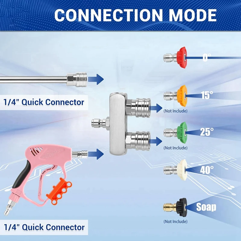 Pressure Washer Tips, 2-In-1 Washer Nozzle Tip, Dual Pressure Washer Nozzle With 4PCS Pressure Washer Spray Nozzles Easy Install