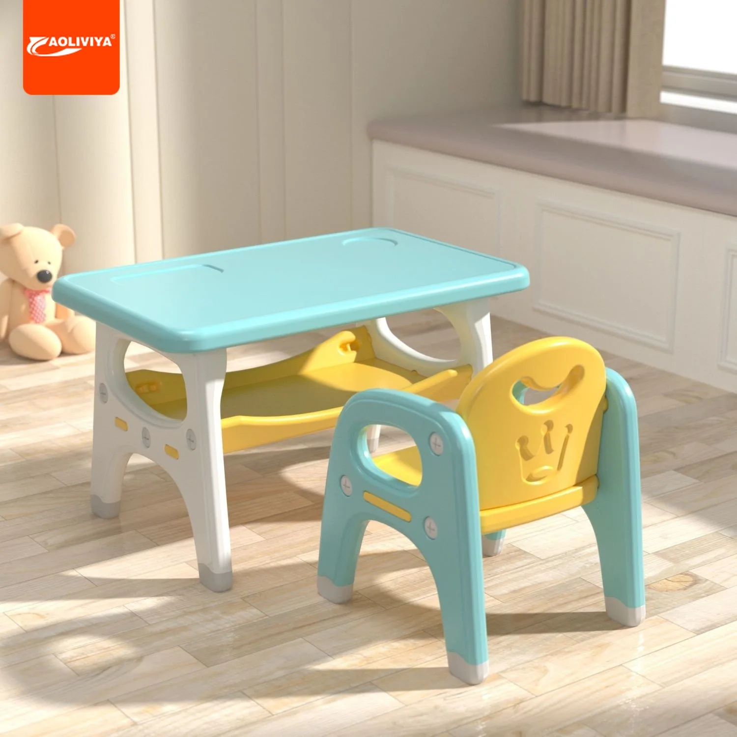 

Aoliviya Children's Tables and Chairs Suit Study Table Kindergarten Small Table Chair Baby Writing Desk Toy Table Household Plas