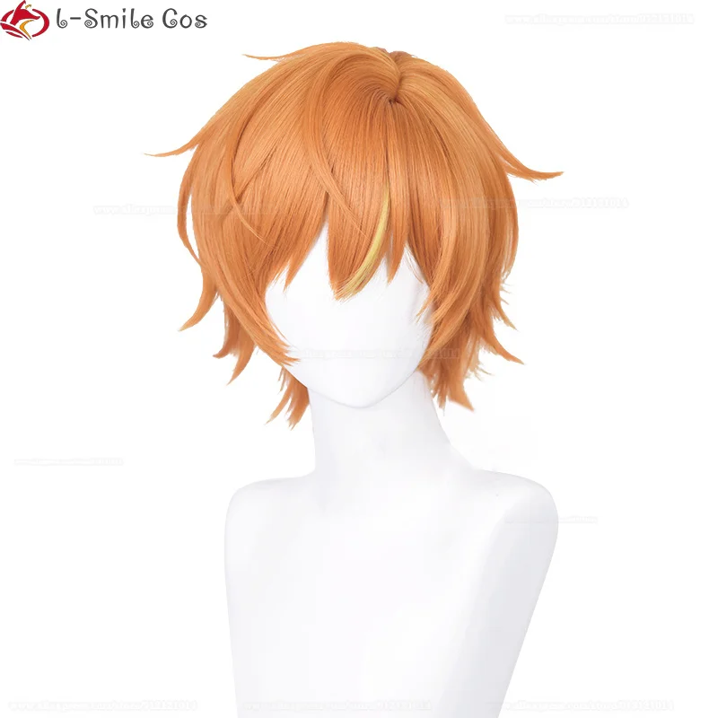 Anime Shinonome Akito Cosplay Wig Vivid BAD SQUAD Akt Wigs 30cm Orange Unisex Wig Heat Resistant Synthetic Hair + Wig Cap