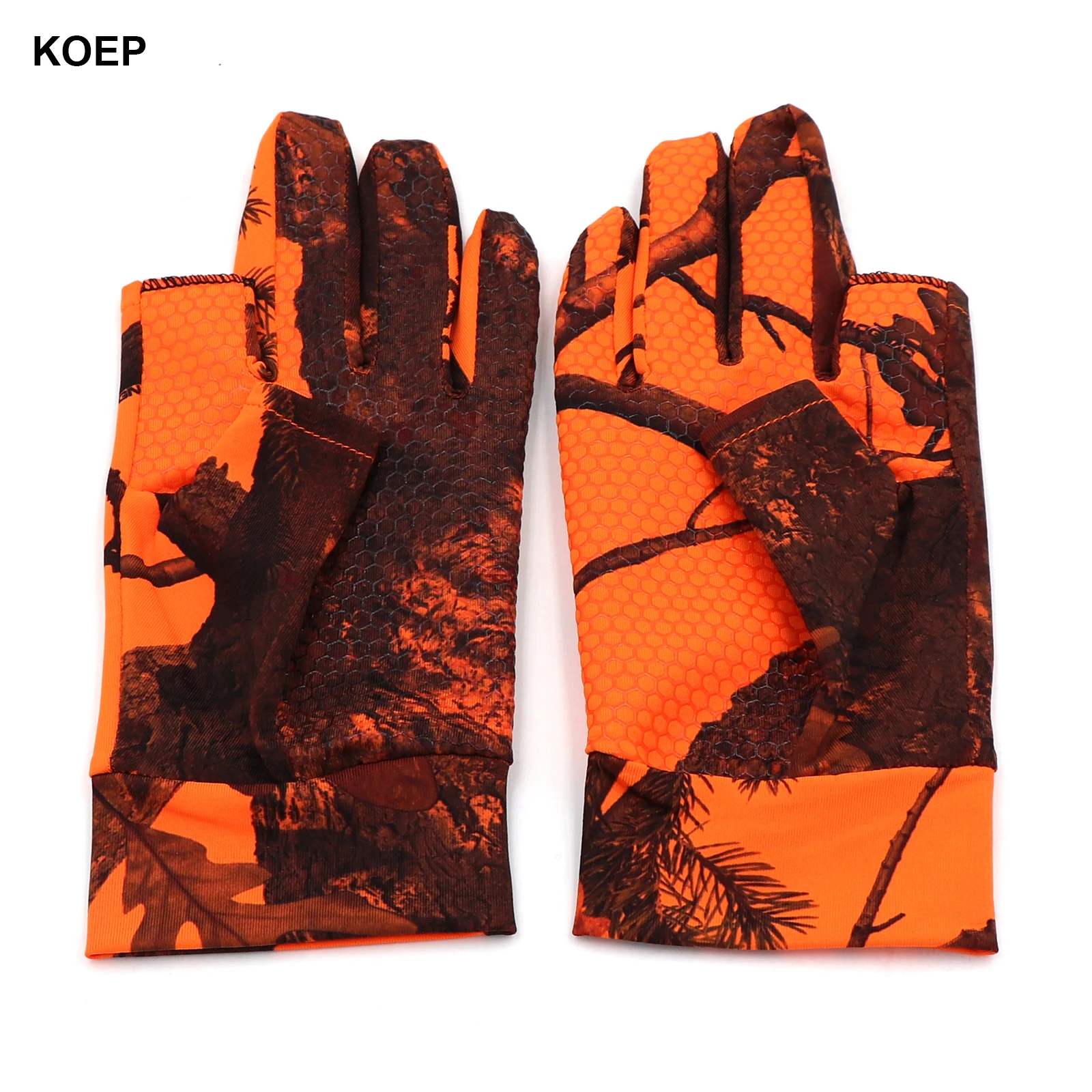 KOEP CAMO Hunting Fishing Gloves Women Men Universal Anti-slip Gloves 2 Cut Fingers Outdoor Angling