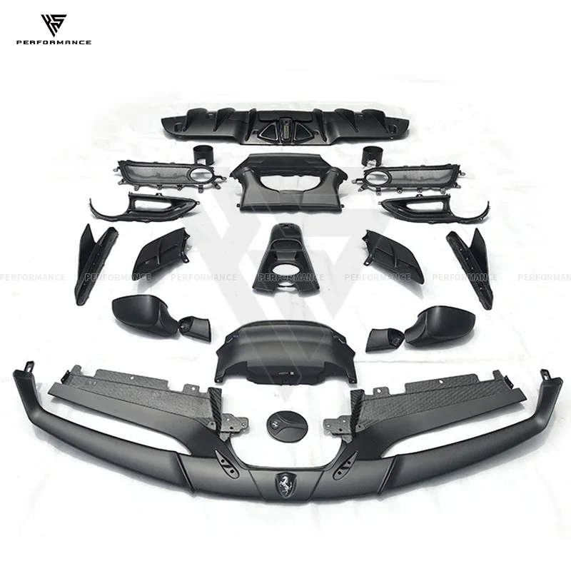 Capristo Style Dry Carbon Fiber Car Exterior Parts Body Kit Front Lip Side Skirt Rear Diffuser For Ferrari 488 GTB Carbon Kit