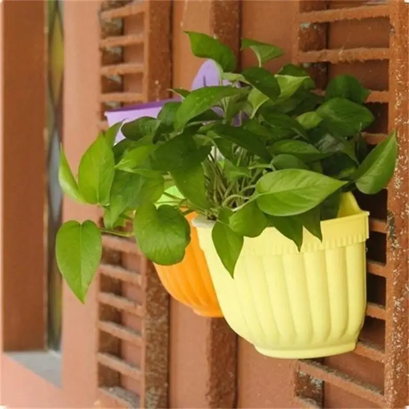 Wall Mounted Plastic Flowerpot Wall Mounted Resin Flowerpot Gardening Colored Flowerpot Green Succulent Semi-circular Flowerpot