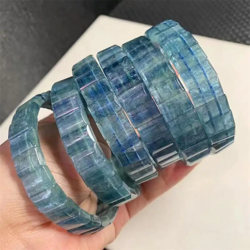 12MM Natural Kyanite Bangle Fashion Crystal Quartz Gemstone Jewelry Reiki Healing Fengshui Gift For Women 1PCS