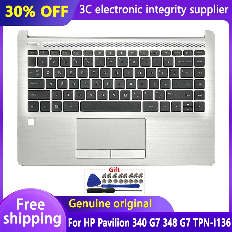 

New Original For HP Pavilion 340 G7 348 G7 TPN-I136 Laptop Upper Cover Palmrest Top Case US Keyboard Touchpad Silver L81308-001