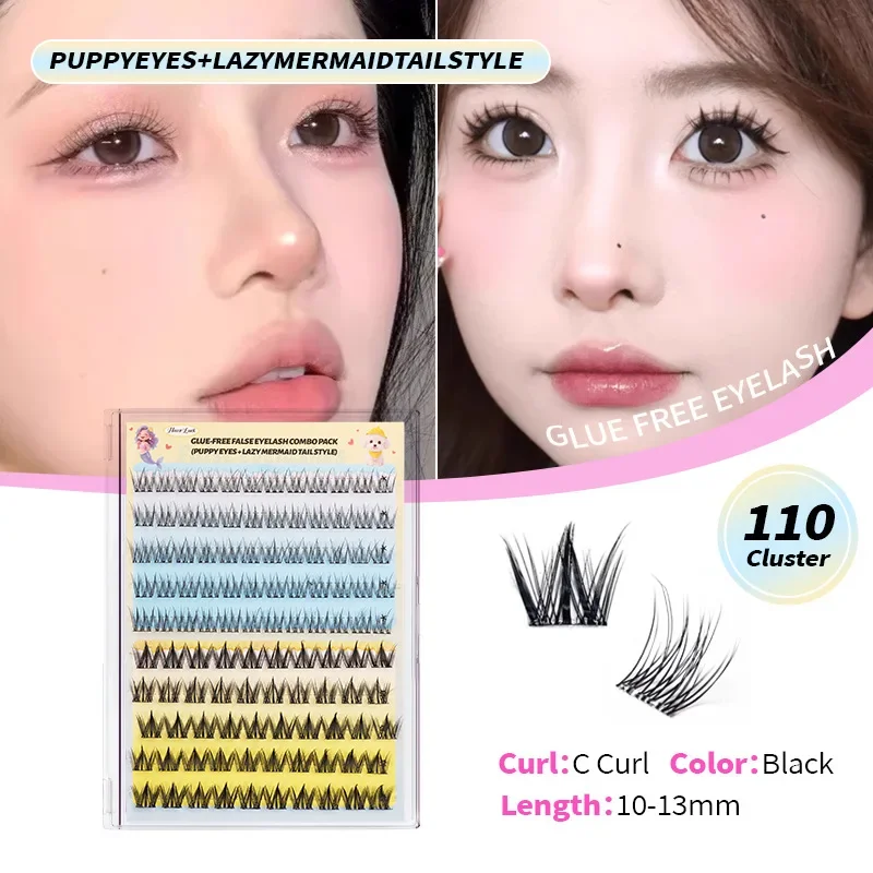 

Self-Adhesive Eyelashes No Glue Fake Lashes Extensions Reusable Eyelashes Glue-free False Eyelashes DIY Individual Lashes Makeup