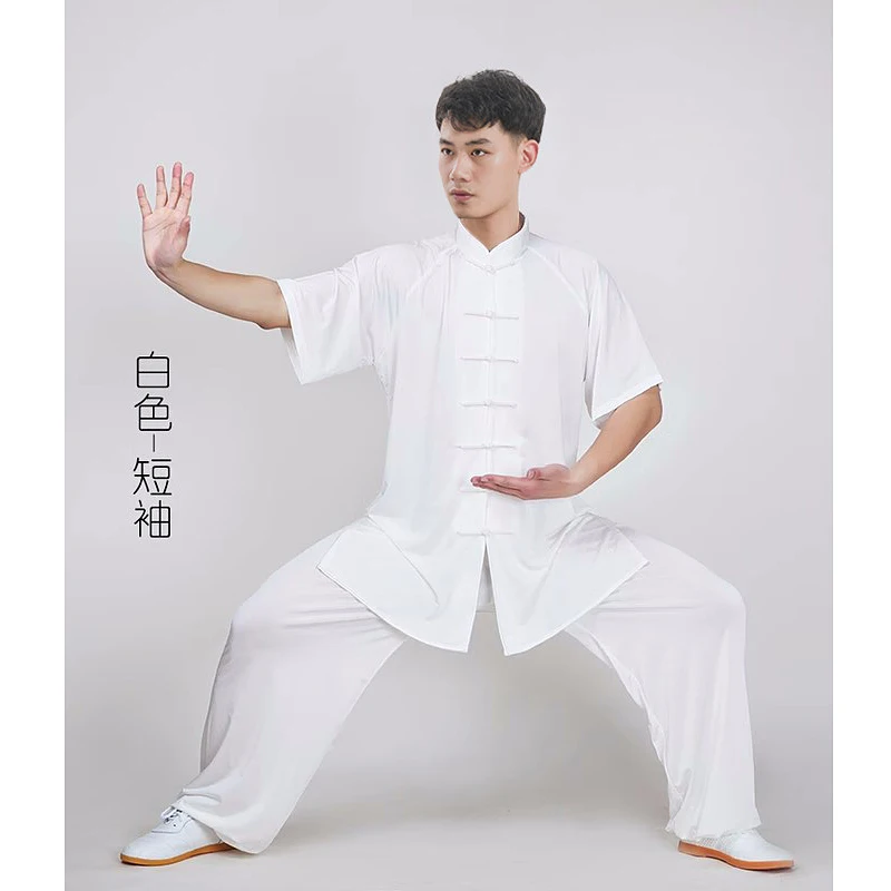 Women's High-Elastic Milk Silk Tai Chi Uniform - Stretchy Multi-Seasonal Outfit for Spring/Autumn & Summer Practice, Baduanjin,