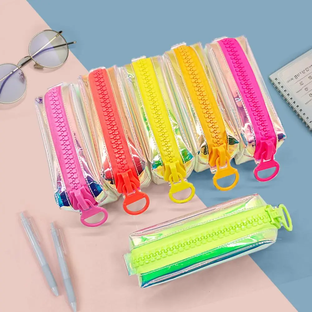 Colorful Pen Bag Pencil Case Transparent Stationery Bag with Wide U-shaped Zipper Capacity Pen Pouch for Students Capacity