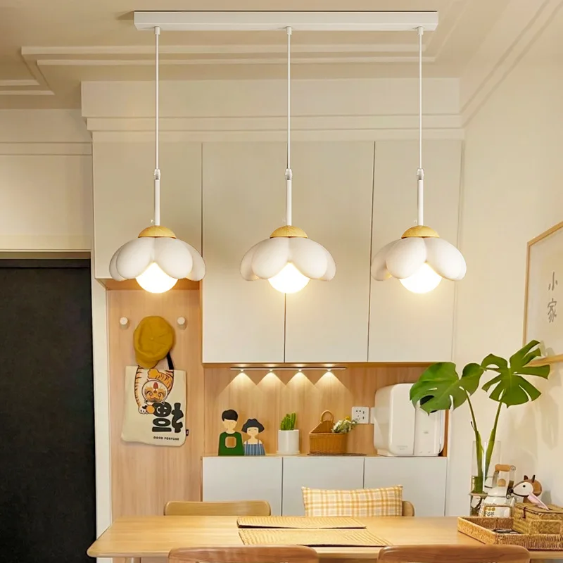 

Soft Style Modern Pendant Light Resin Material Flower Shape G9 Bulb Plastic Ball Lampshade Hanging Lustre LED Bedroom Chandelier