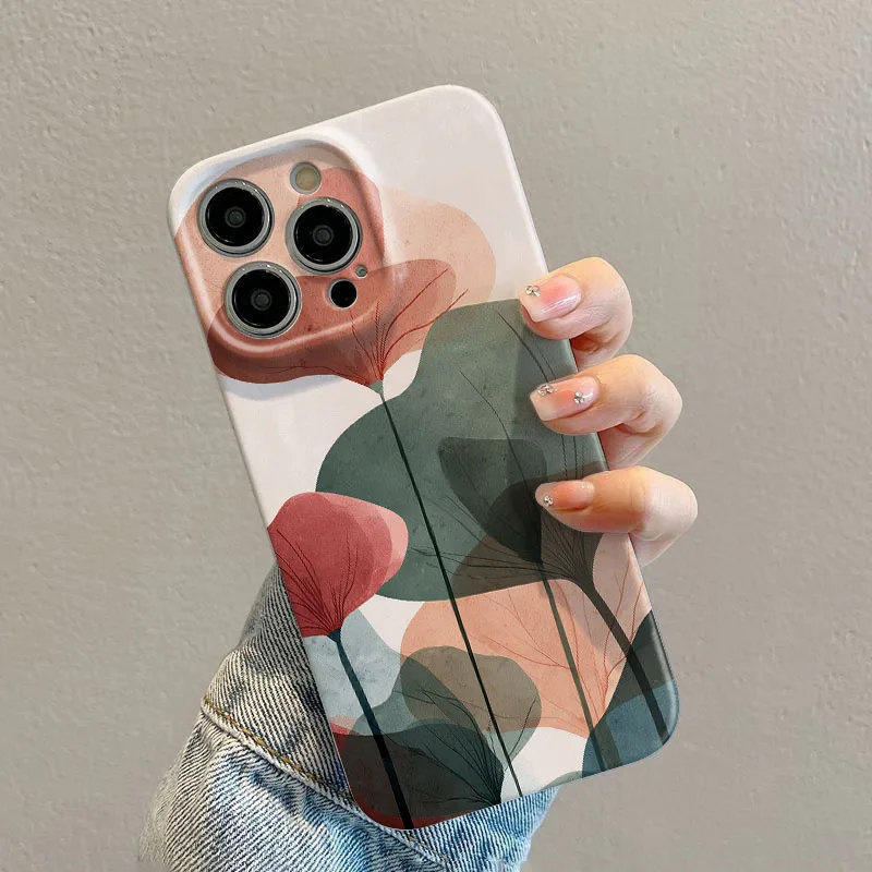 Nature Art Leaf Case For iPhone 17 16 15 14 13 12 11 Pro Max Air 16e 7 8 Plus XS Max X XR Hard PC Shockproof Phone Cover