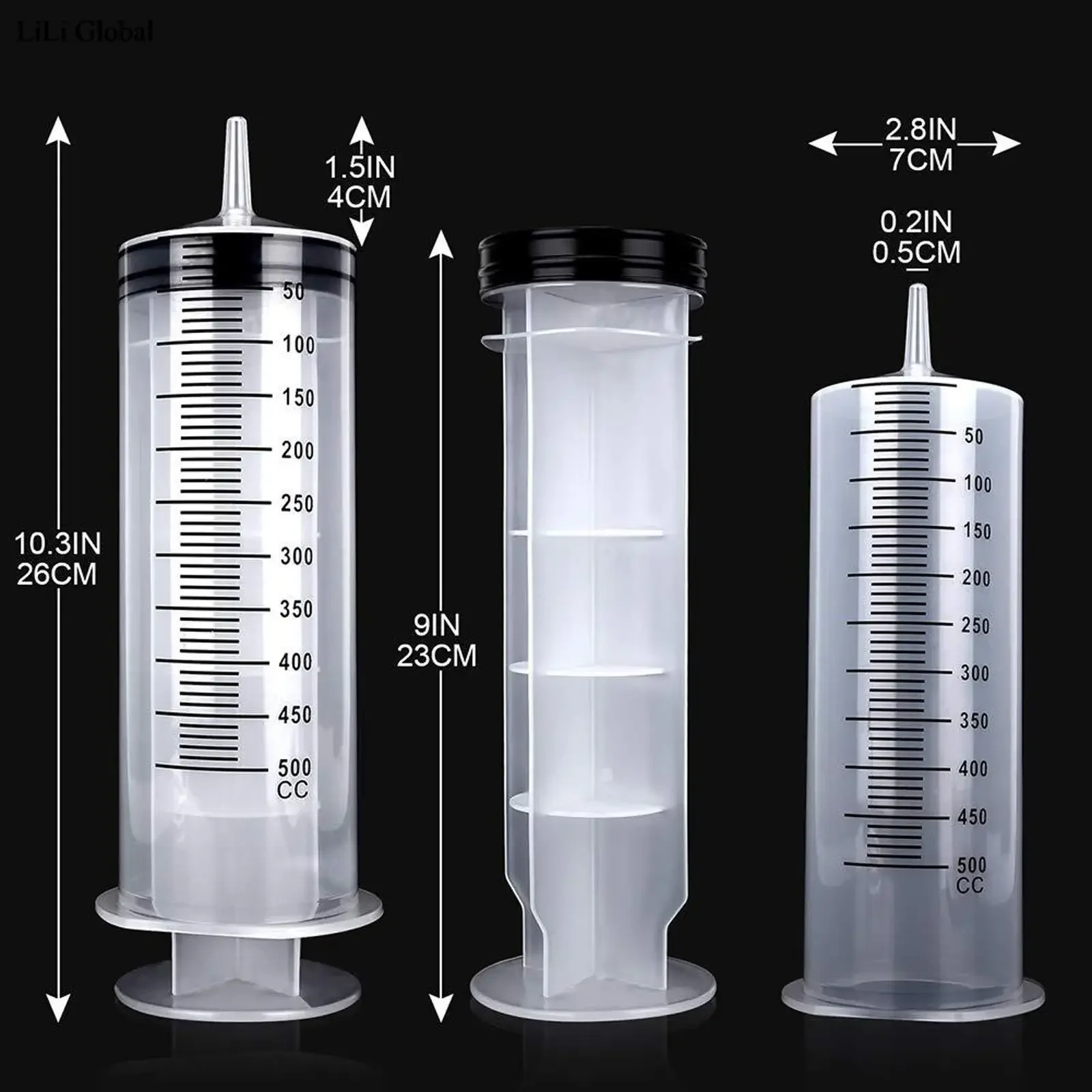 Siringa da 100ml-550ml di grande capacità con pompa per tubo flessibile multifunzione da 100cm che misura l\'iniettore lavabile per il fluido della