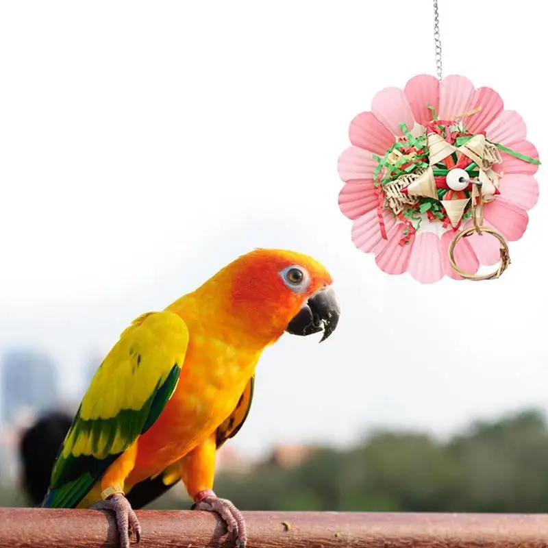 Toys For Birds Conure Foraging Shredder Toys Cage Accessories In Flower Shape Hangable For Cockatoos Budgies Love Birds