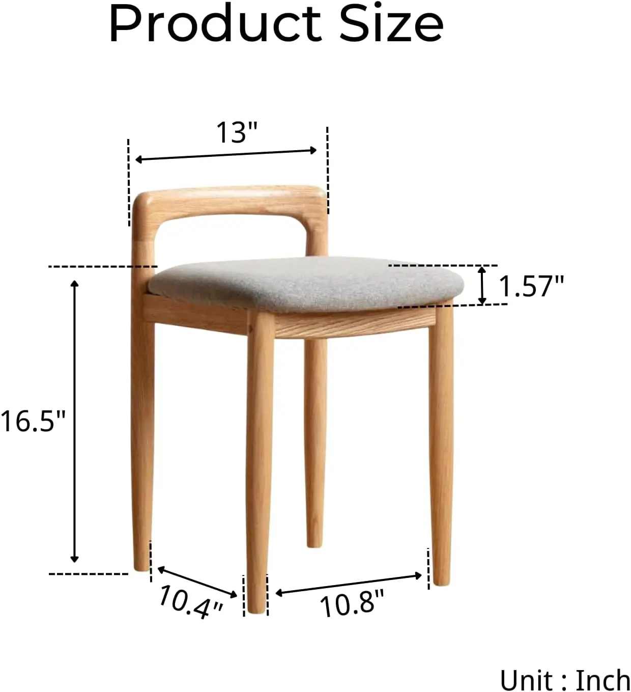 Wood Vanity Chairs, Modern Small Makeup Vanity Chair with Removable High-Strength Rebound Sponge, Wooden Stool Chair for Vanity,