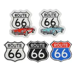 ROUTE 66 Badge ricamato Applique cucito etichetta punk biker patch con supporto a gancio