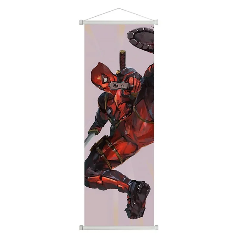 Deadpool Wolverine Hanging Paintings Anime Posters Oil Painting Poster Satin Scrolls Decorating Living Room Wall Ornamenta Gifts