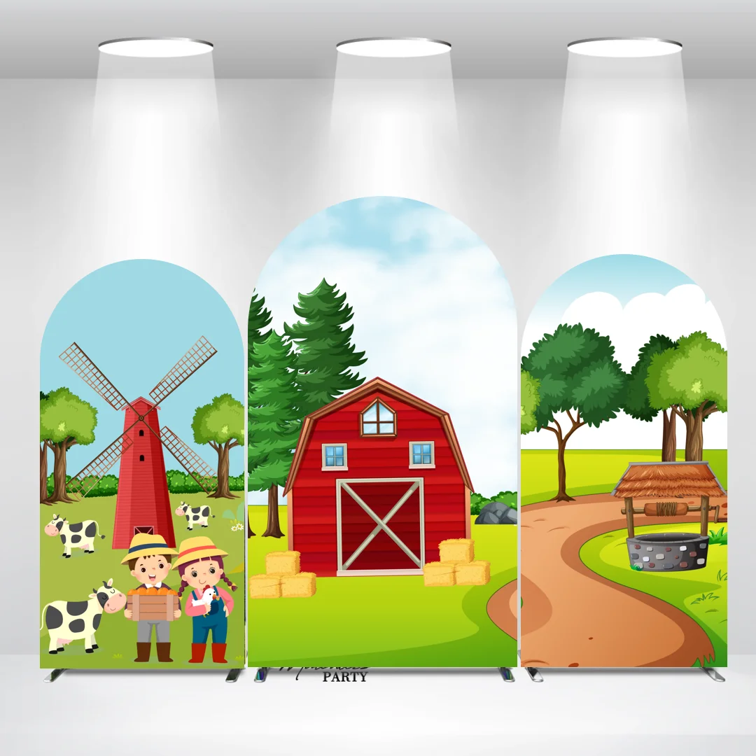 

Watercolor Farm Animal Baptism Baby Shower Birthday Arch Backdrop Cover