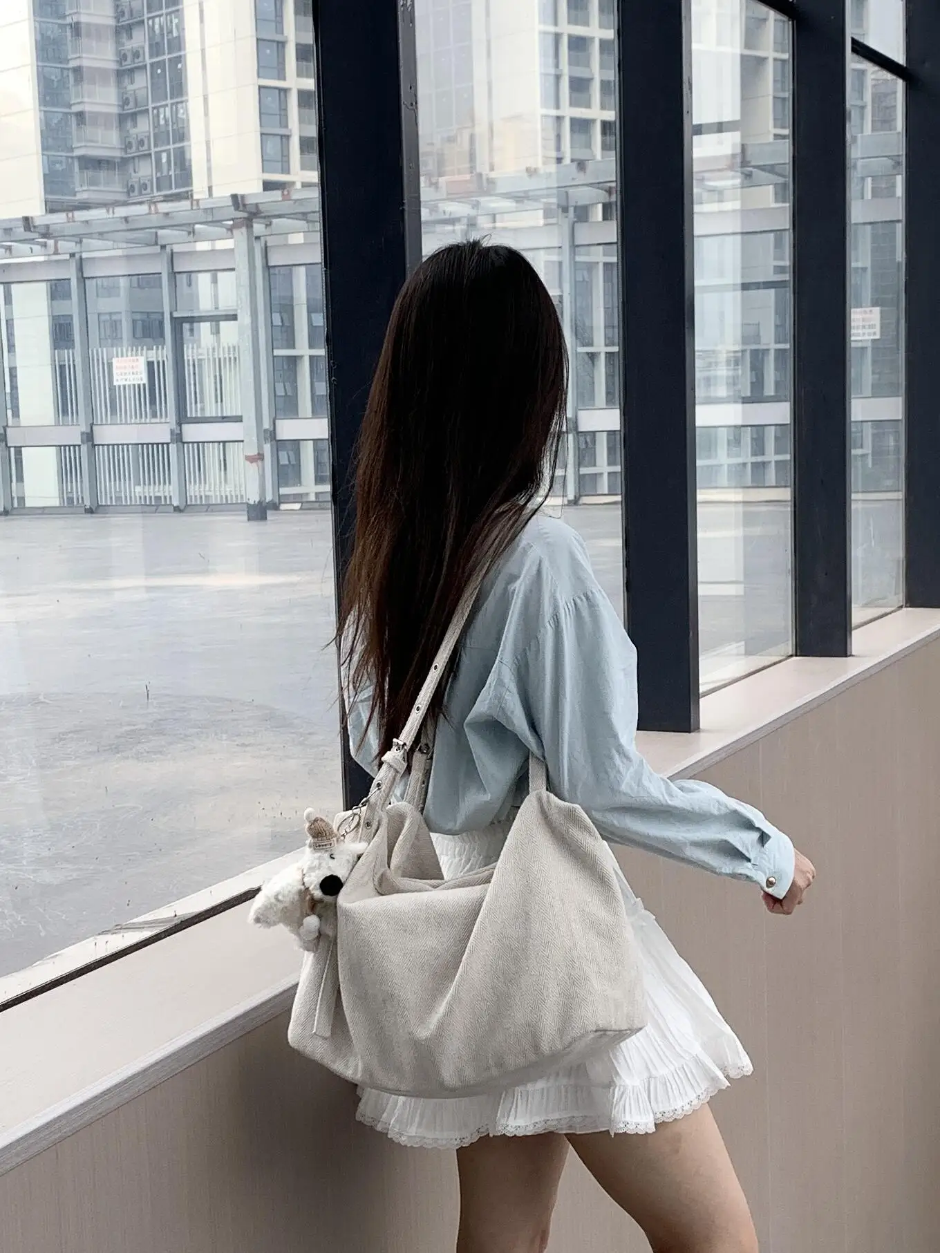 حقيبة قماشية كاجوال كبيرة السعة للتنقل اليومي، حقيبة كتف بأسلوب كسول، حقيبة يابانية بسيطة على طراز INS للرجال والنساء