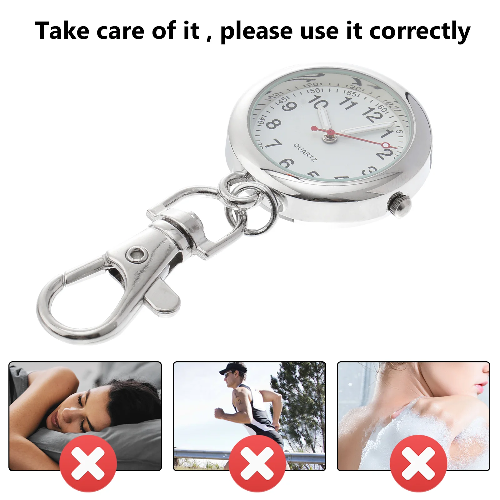 Nurse Watch Mens Gifts Pocket Keyring Accessory Pendant Quartz Metal Mirror Material: Keychain