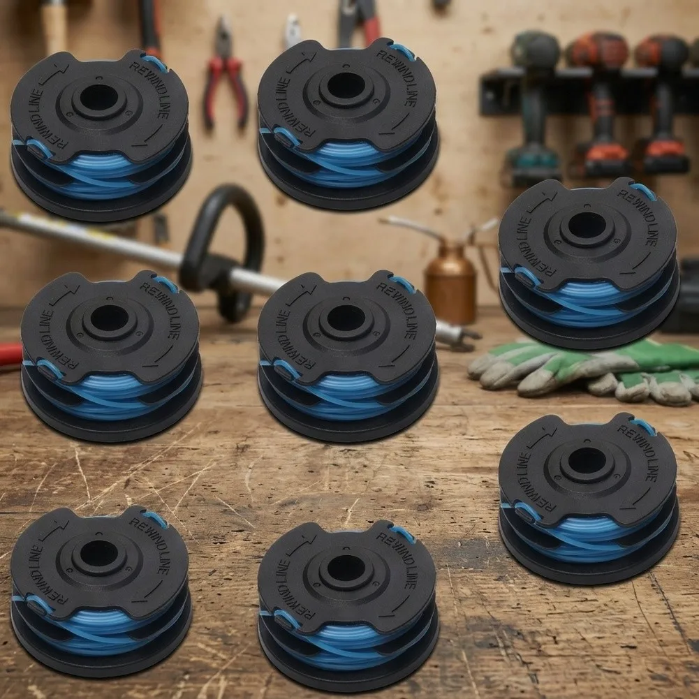 Dual Line String Trimmer Spool 8 Pack for 21212 21272 Lawnmowers 65x24mm 1.6mm x 8.2m Nylon Replacement Spools Blue