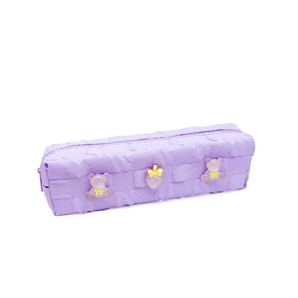 Simplicidade grande capacidade bolsa de lápis dos desenhos animados impressão portátil saco de lápis com zíper saco de armazenamento de papelaria estudantes papelaria