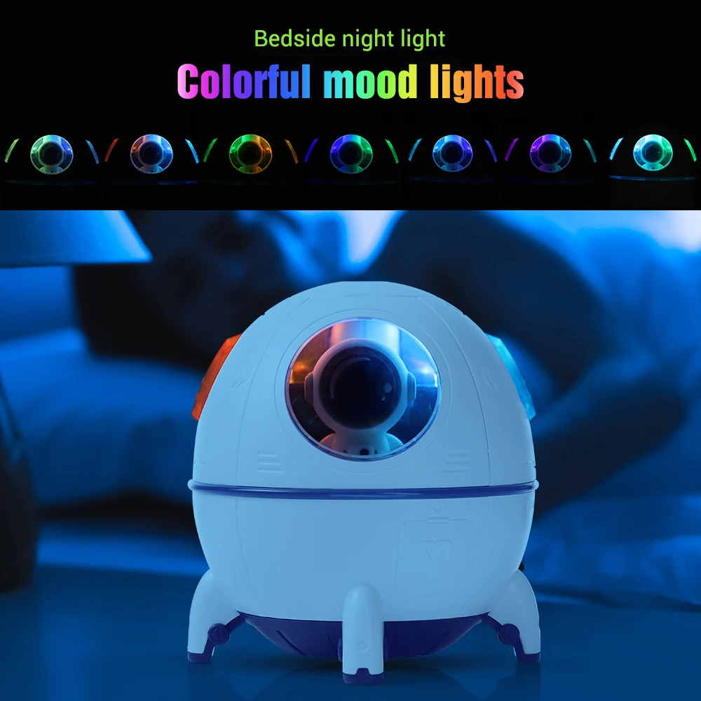 Portable Mini Air Humidifier 220ML Space Capsule Cool Mist Desktop Aromatherapy Water Diffuser with Led Light for Kid Gift