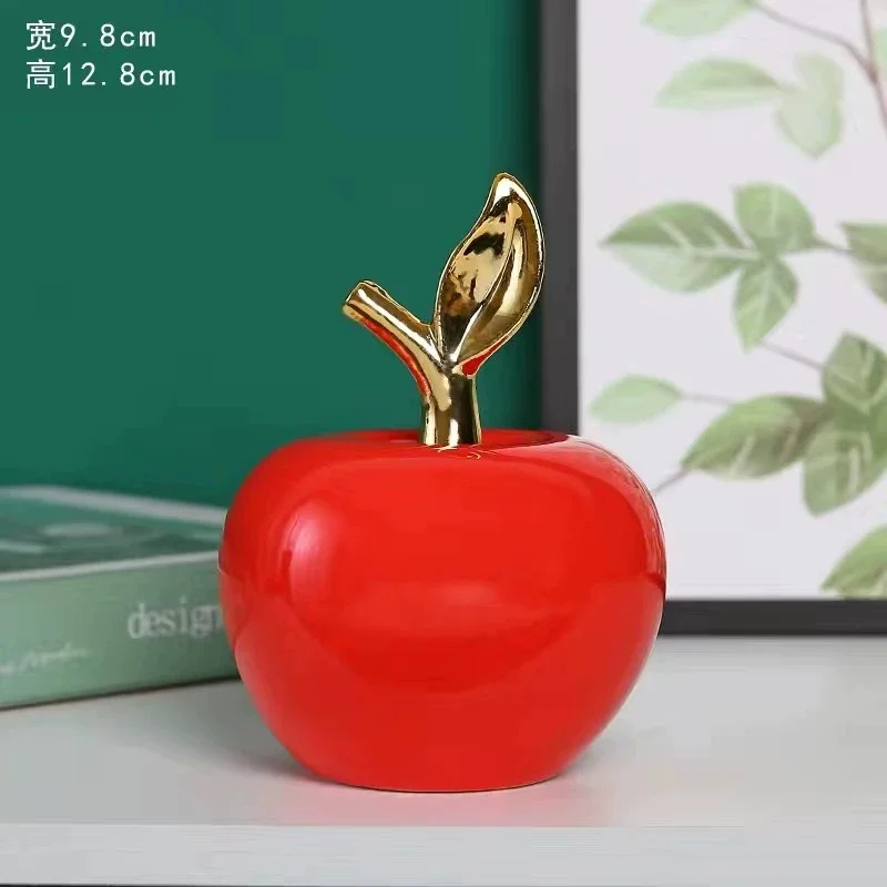 

2025Creative Ceramic Apple Figurines Handicrafts Living Room Art White Apple Sculpture Room Home Decor Accessories Holiday Gifts