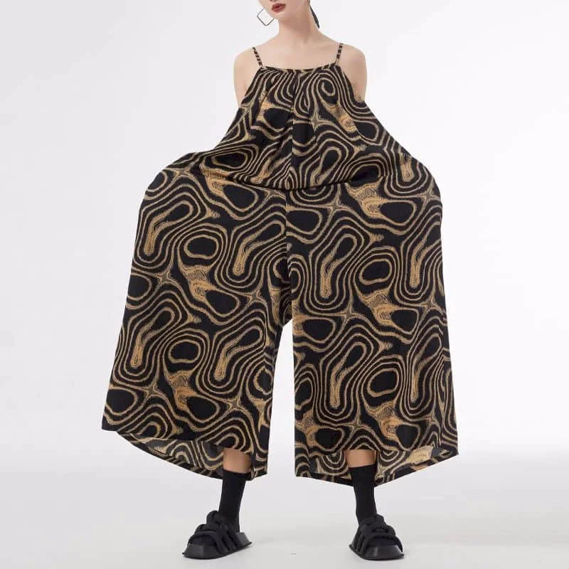 Oversized Jumpsuits Harajuku One Piece Outfit Women Totem Printing Loose Korean Fashion Wide Leg Pants Casual Vintage Playsuits