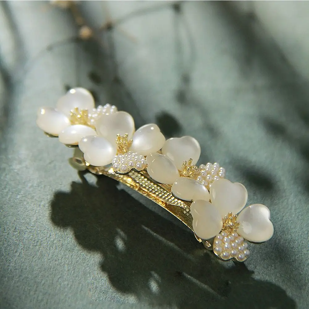 

Elegant Barrettes Rhinestone Ponytail Holder Flower Alloy Girl Spring Clip Korean Style Hairpin Women Hair Clip Headdress
