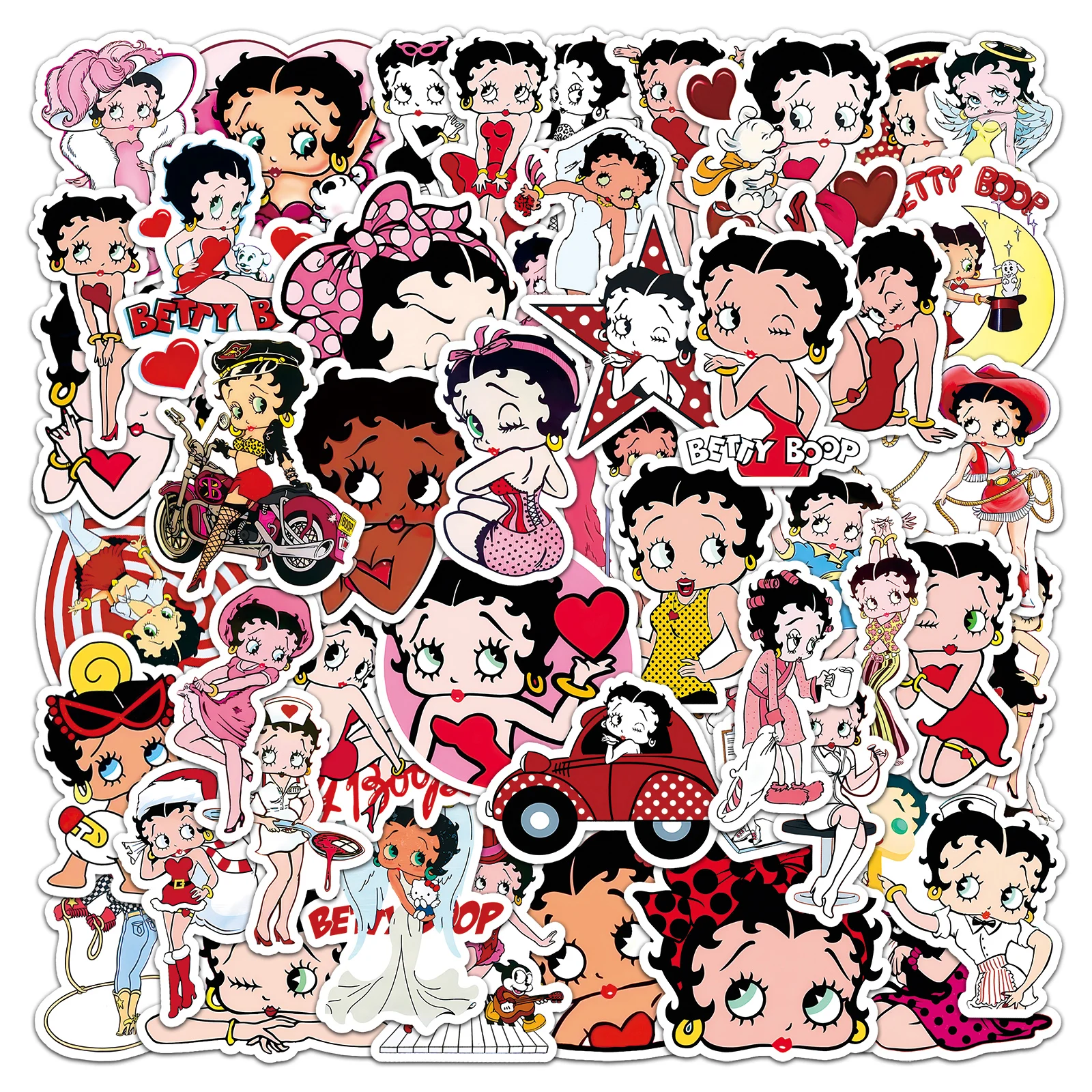 50 Uds. De pegatinas impermeables de dibujos animados bonitos Betty, pegatina Retro para monopatín para el hogar