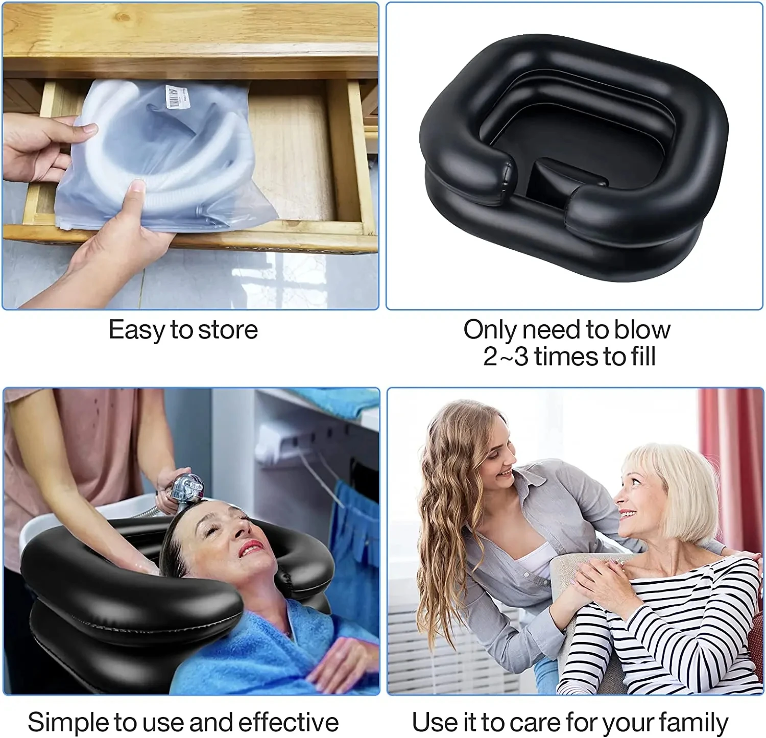 Inflatable PVC Drain Tube Hair Washing Basin Portable Foldable Bedridden Patient Pregnant Adult Shampoo Bowl Suitable Home Sink