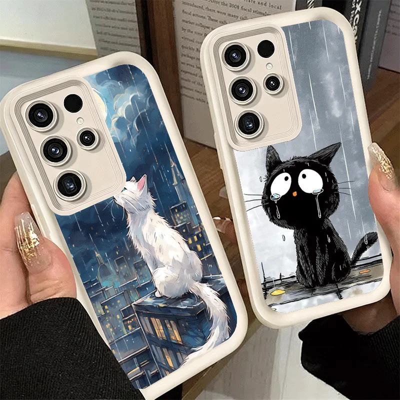 Phone Case for Samsung Galaxy S26 S25 Ultra S24 FE Healing Sense Cat Rain Shell S23 Plus S22 + S21 S20 5G Soft Silicone Funda