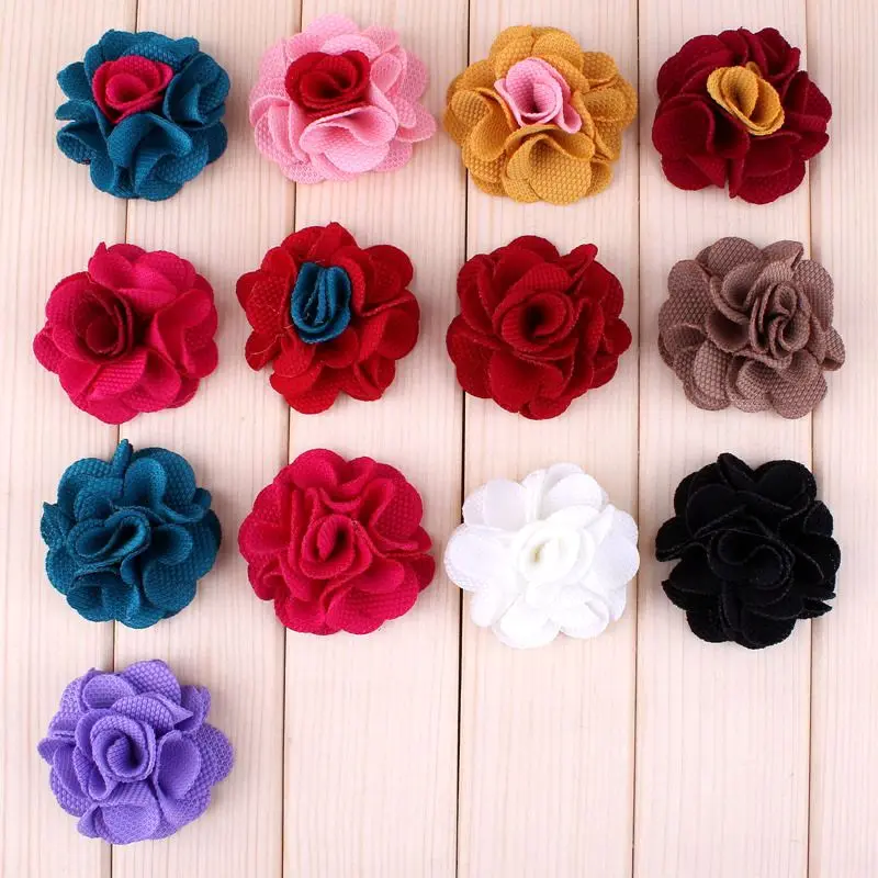 

2" Fabric Multilayered Flower For Lovely Girls Fashion Artificial Crochet Flower Accessories For Headbands