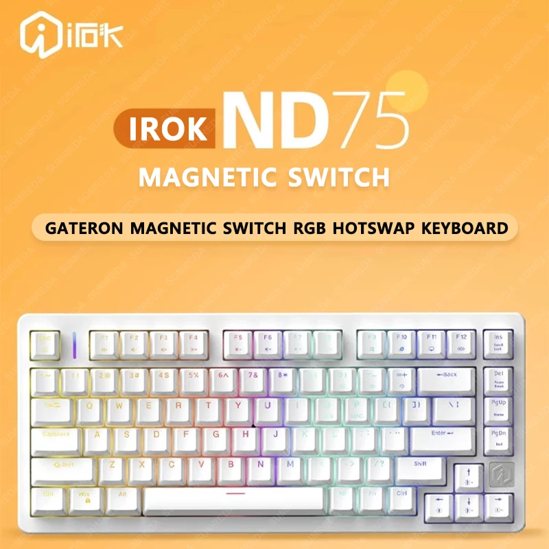 

IROK ND75 Magnetic Switch Gaming Mechanical Keyboard 75 Keys Wired 8000Hz RGB HotSwap Keyboard Gamer Non-contact Keyboard