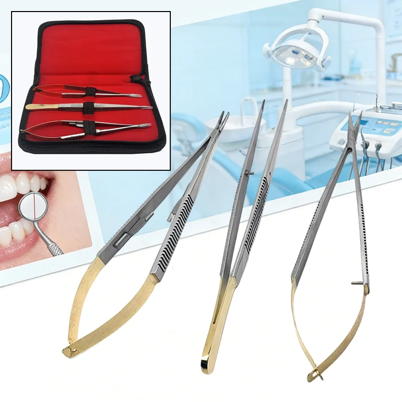 

1/3Pcs Dental Tool Kit Castroviejo Needle Holder 18Cm Surgical Instruments Stainless Steel Autoclavable for Lab Clinic