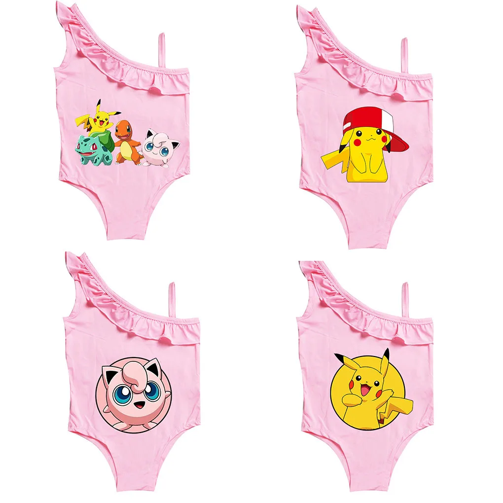 

Summer pokemon Swimsuit Pink gorgon Jigglypuff Pikachu Swimming Wear Girls Beach Wear One-piece Swimsuit Children Birthday Gifts