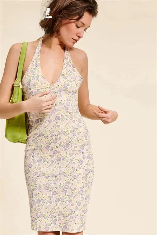 Rouje Design أغسطس جودة عالية خمر الأزهار طباعة ter Sle Bodycon ort Dr مادة القطن الصيف وصول جديد