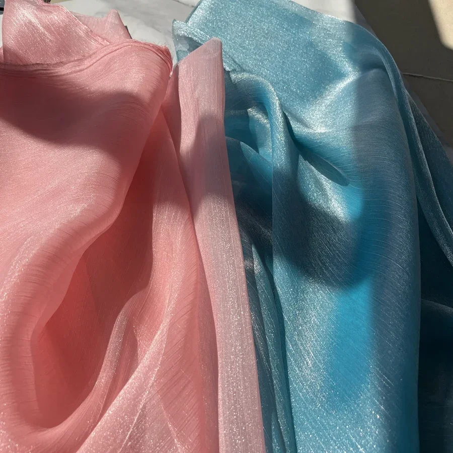 

Lce Silk Shiny Wrinkled Fabric DIY Wedding Party Decoration Sewing Evening Dress Ball Clothing Fabrics For Sewing